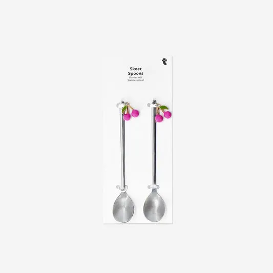 Silver dessert spoons with cherri...