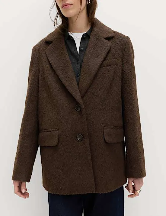 Gebürsteter Blazer aus Wollmischgewebe