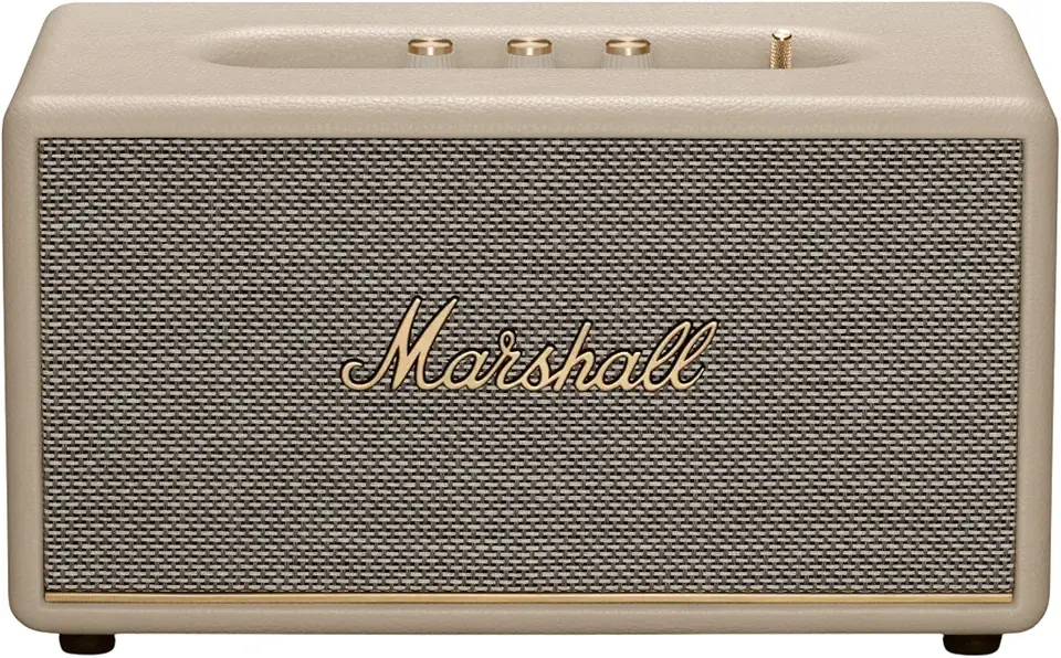 Marshall Stanmore III Bluetooth Home Speaker - Wireless Plug-In Bookshelf Speaker | Loud Stereo Sound with Bass and Treble Controls | Record Player Compatible with RCA or 3.5 mm Input - Cream
