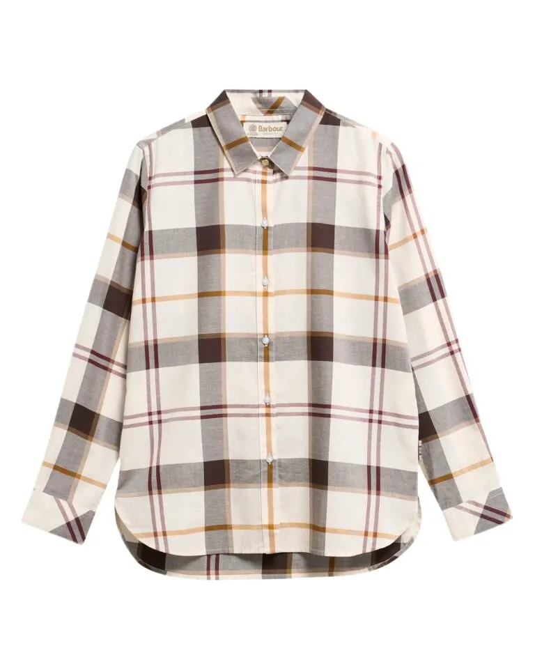Moorland Relaxed Long Sleeved Shirt - Ecru Muted Tartan