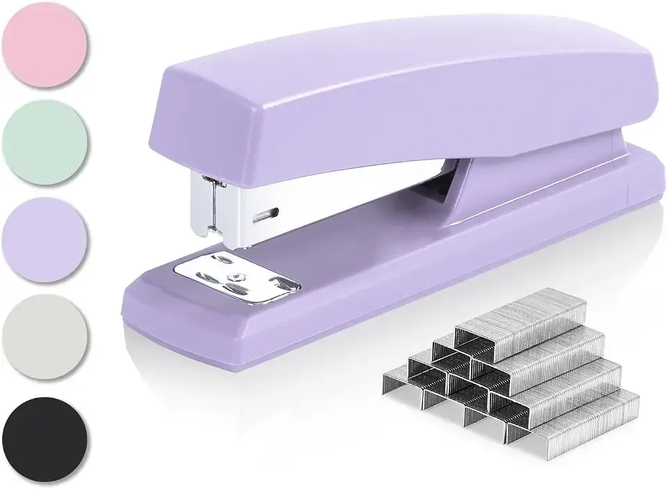 Deli Stapler, Desktop Staplers with 640 Staples, 25 Sheet Capacity, Purple