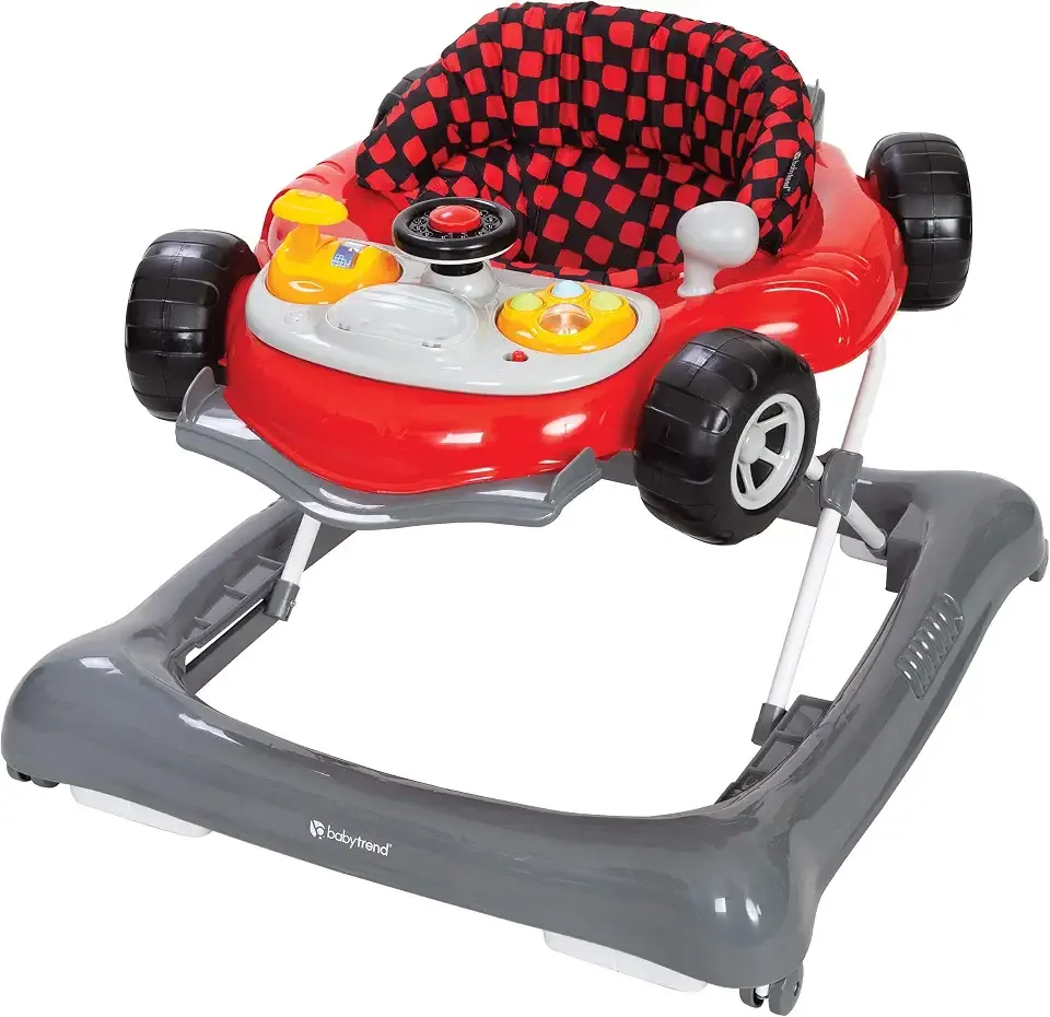 Smart Steps Trend 5.0 Activity Walker with Removable Toy Bar (Lights and Sounds), Adjustable Height and Flat Fold Frame for Storage, Ages 6 Months +, Speedster Red