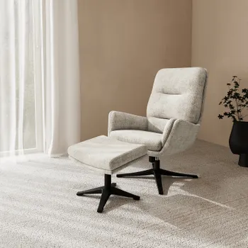Relaxfauteuil met Poef VALTER Juto Beige