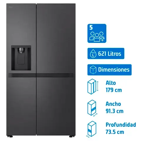 Refrigerador Side by Side No Frost 621 Litros Negro GS66SPM