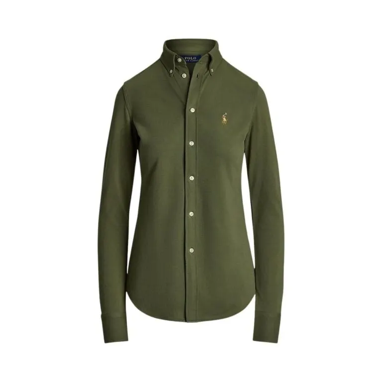 Slim Fit Knit Cotton Oxford Shirt - Grønn