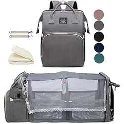 houscly Diaper Bag Backpack with Changing Station, 25L Large Capacity | Multifunction baby bag, baby registry search, baby girl newborn essentials must haves, baby shower gifts, grey