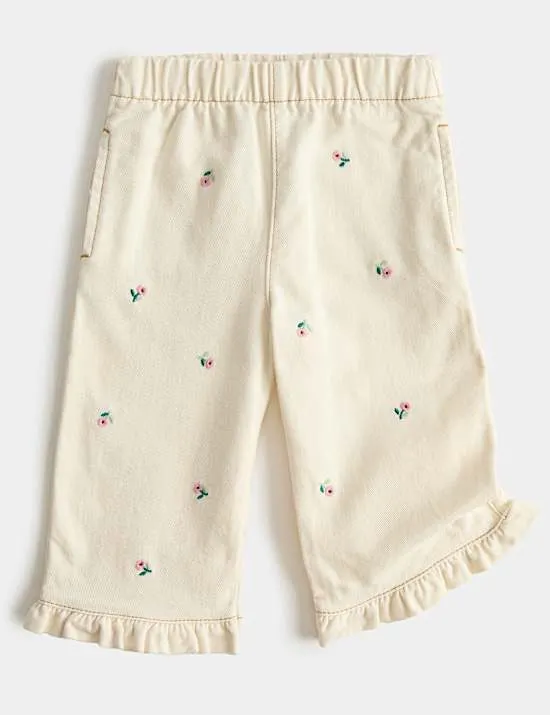 Bestickte Jeans aus reiner Baumwolle (0–5 Jahre)