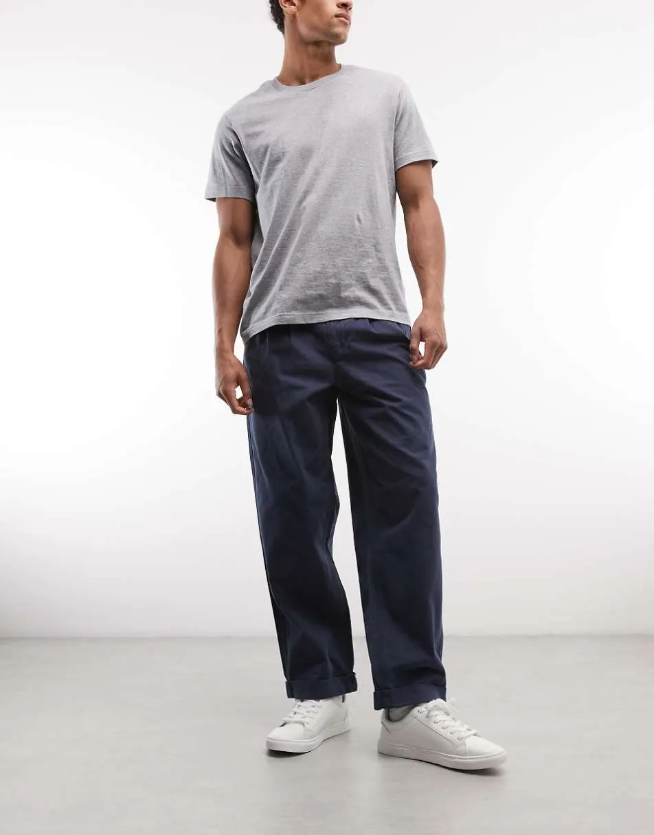 Element pleated chino trousers in navy