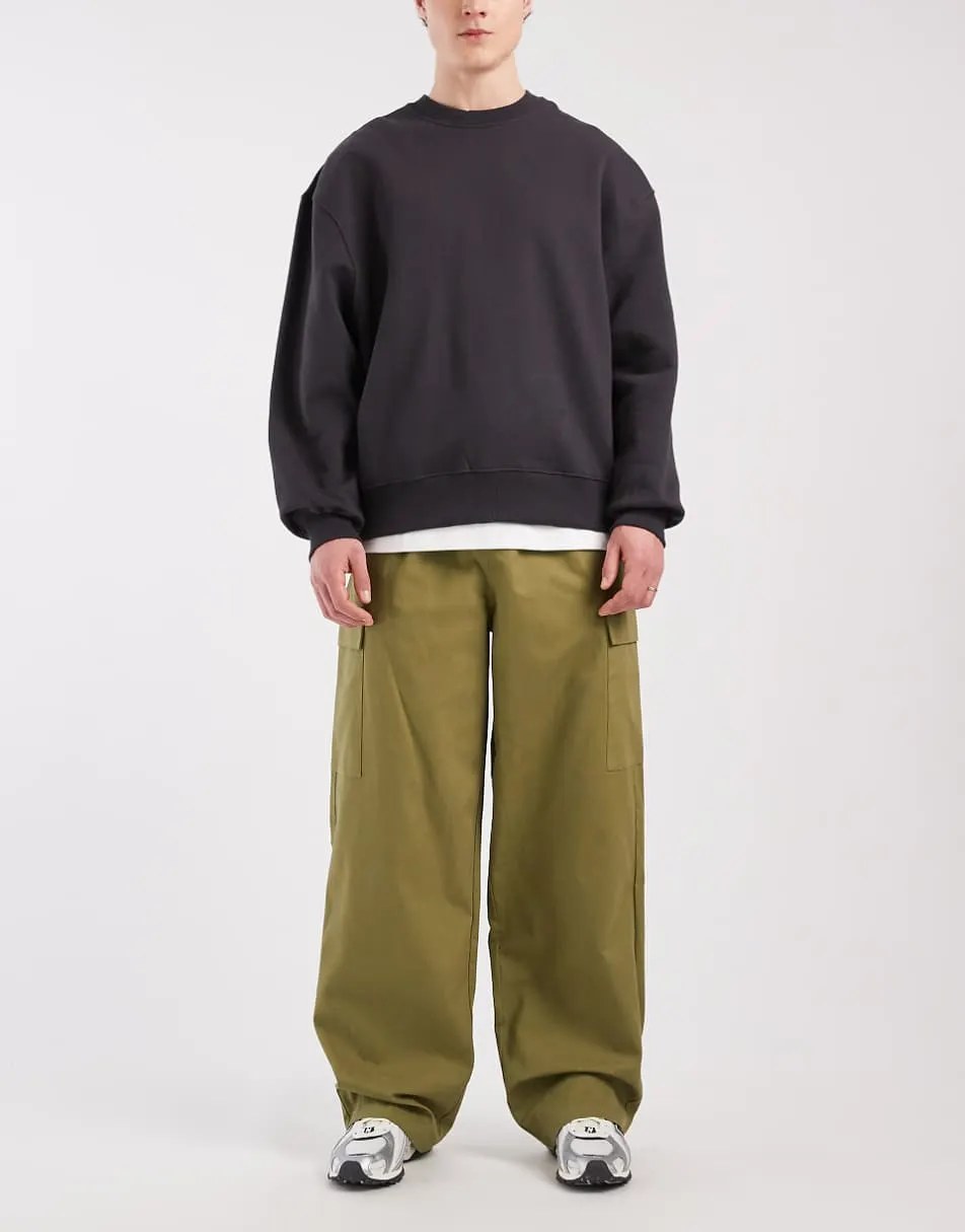 ASOS DESIGN baggy cargo trousers in khaki
