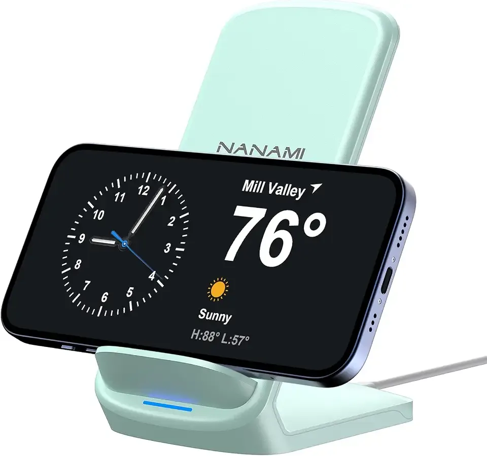 NANAMI Upgraded Fast Wireless Charger, Desktop Cordless Charging Stand | Compatible with Samsung Galaxy S26/S25/S24/S23/S22/S21/S20 & Phone Charger Dock for iPhone 17/17 Air/17 Pro/16/15/14/13/12
