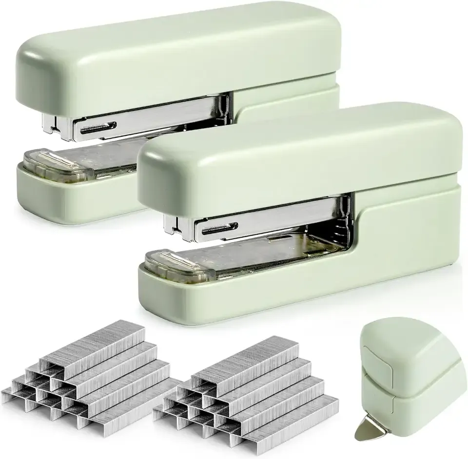 deli Stapler, Desktop Staplers with Integrated Staple Remover, 45 Sheet Capacity Office Stapler, 2 Pack, Green