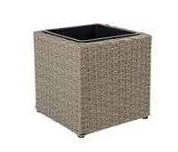 Blumentopf Rattan Optik mit Plastiktöpfen quadratisch