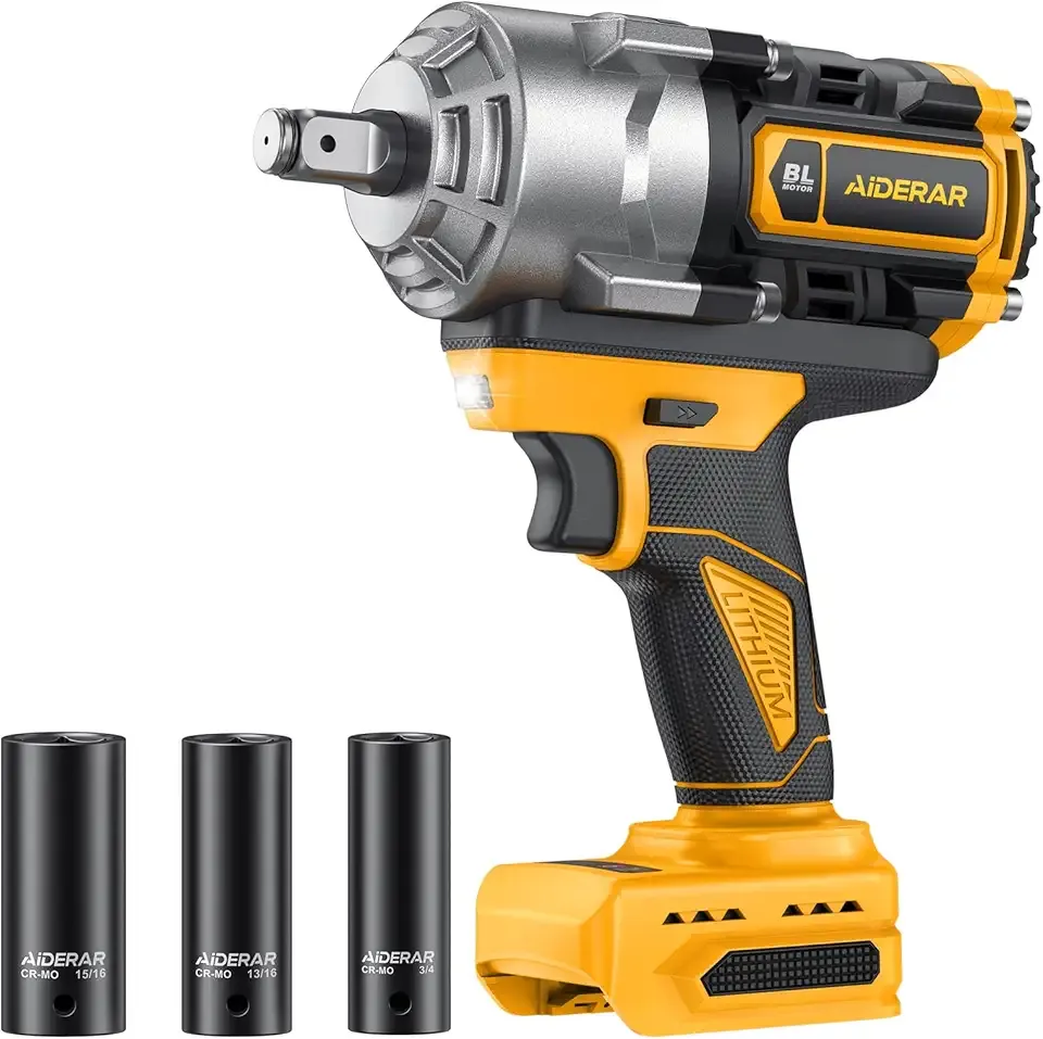 Impact Wrench for DeWalt Battery, 1328Ft-Lbs (1800N.m) Impact Driver, 1/2" Impact Gun 3-Speed High Torque Power Tool for Tire Removal, Rusted Bolts, Heavy Equipment(No Battery)