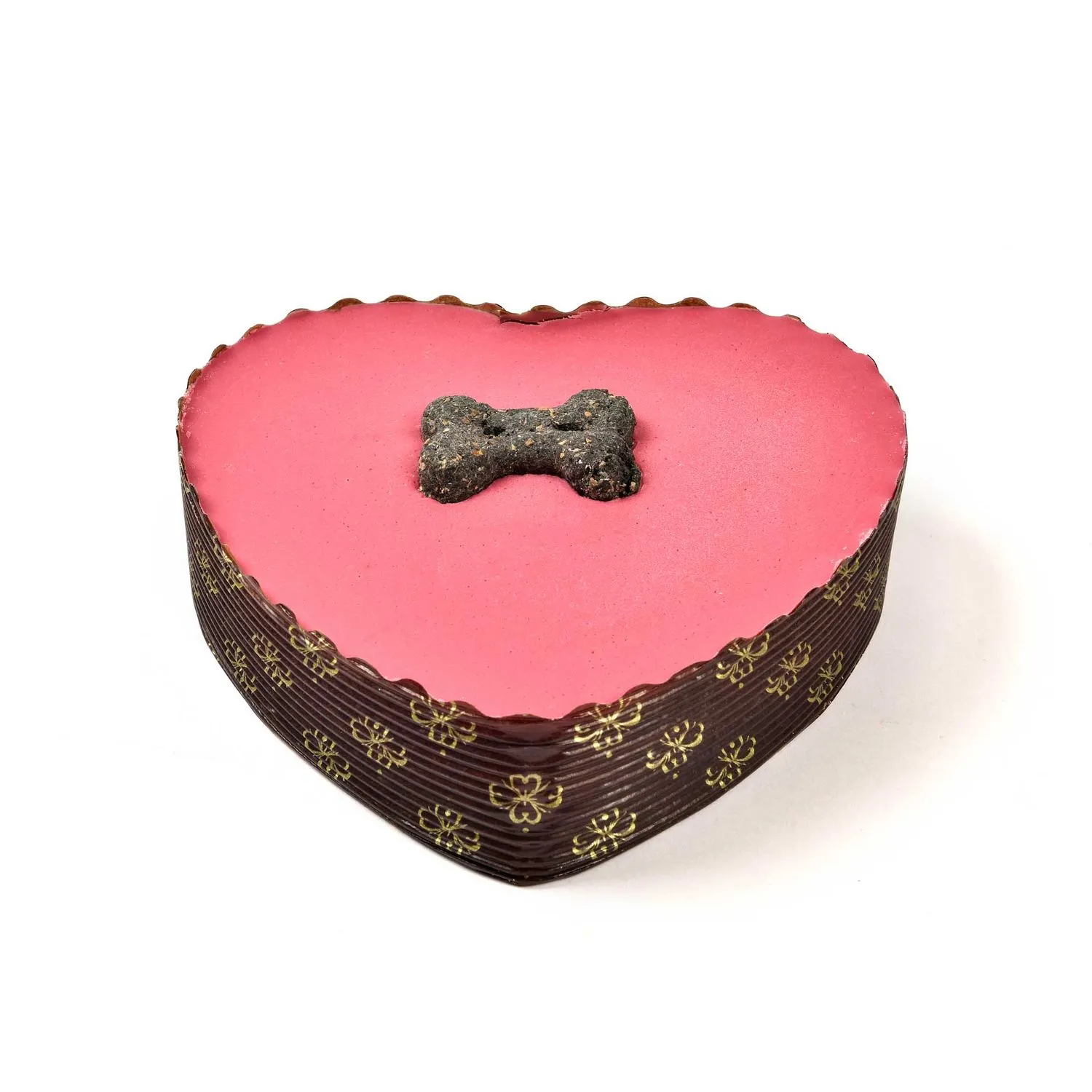Barking Bakery Pink Heart Yoghurt Topped Pawty Cake With Candle - Cadeau Overig - 225 g