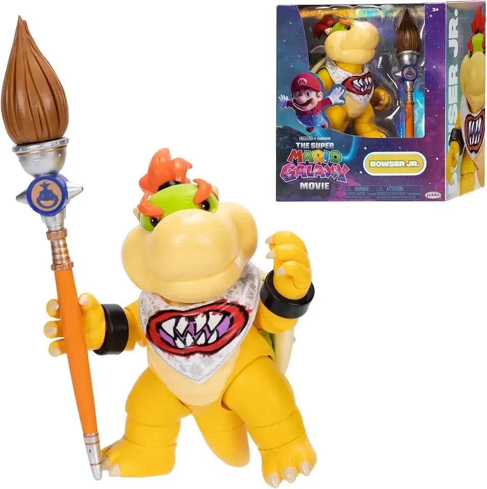 The Super Mario Galaxy Movie 5” Action Figures Series 1 – Bowser Jr. Figure with Paint Brush Accessory - Premium Details and 17 Points of Articulation