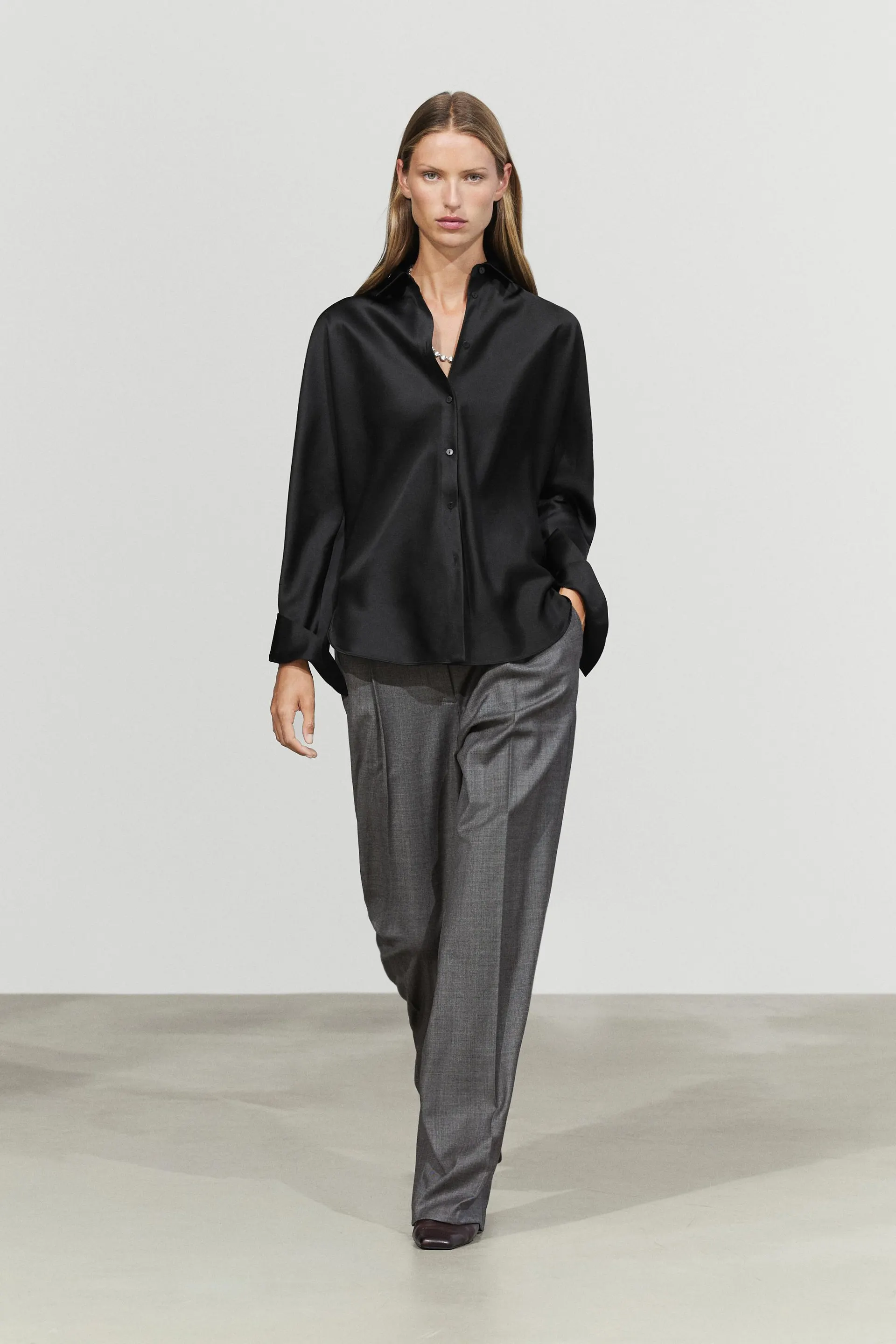 Flowing satin shirt