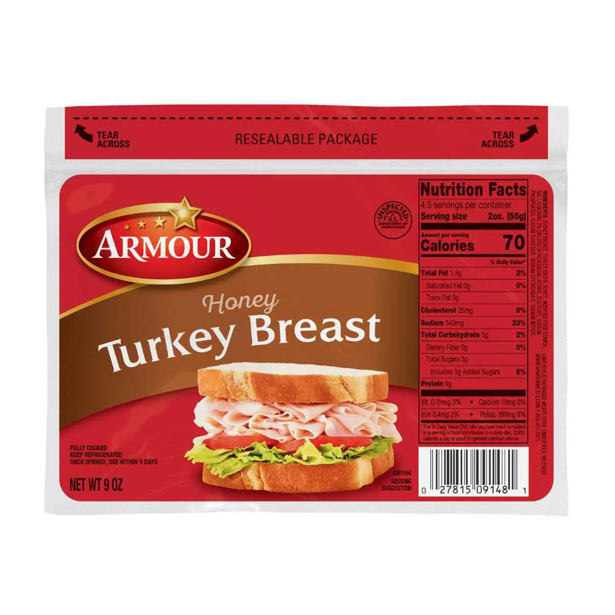 Armour Honey Turkey Breast, 9 oz