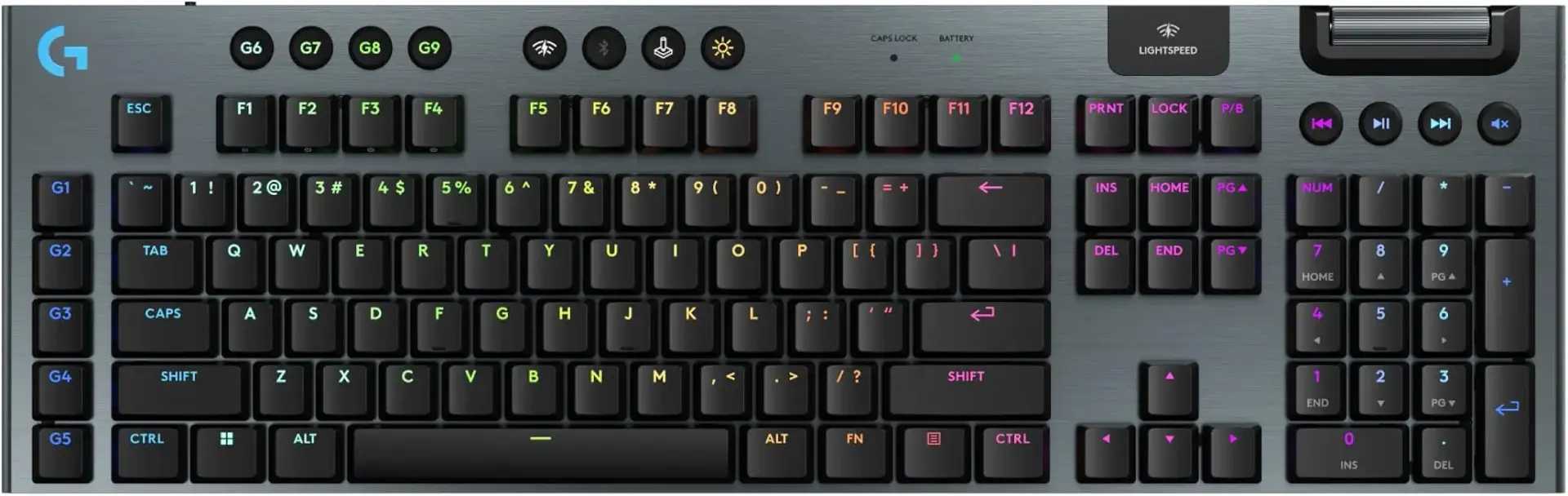 Logitech G915 X Lightspeed Wireless Gaming Keyboard (Clicky) - Black