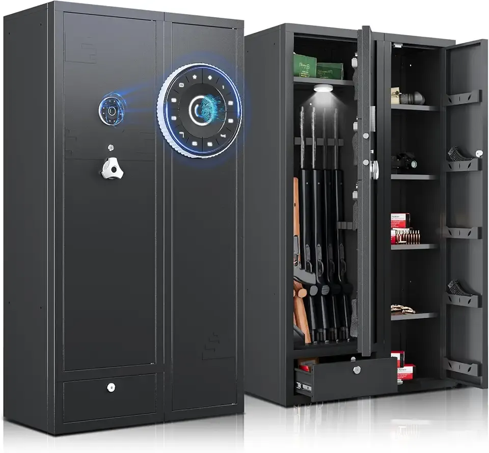15-20 Gun Safe,Large Gun Safes for Home Rifle and Pistols,Rifle Safe,Gun Cabinets for Rifles and Shotguns,Gun Cabinets,Gun Safes & Cabinets with Drawer,3 Gun Mount,Handgun Pockets and Removable Shelf