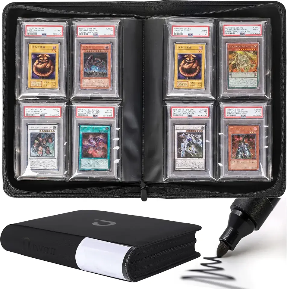 D DACCKIT Slab Binder for Graded Cards，Fits 40 Cards - Premium 4 Pocket Graded Card Binder Compatible with PSA CGC BGS SGC and More（Model G4P40，Black）