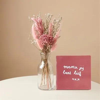 Brievenbus | Droogbloemen met tegeltje