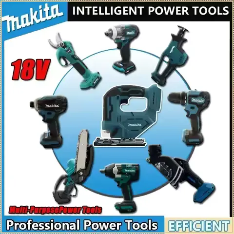 Makita Brushless Cordless Electric Impact Hammer Drill Angle Grinder Electric Circular Saw Combo Kits Power for 18v Battery Set
