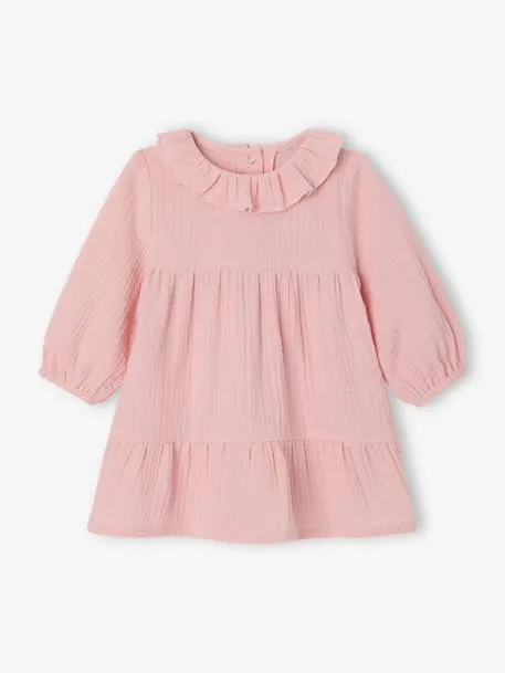 Robe bébé fille en gaze de coton - rose