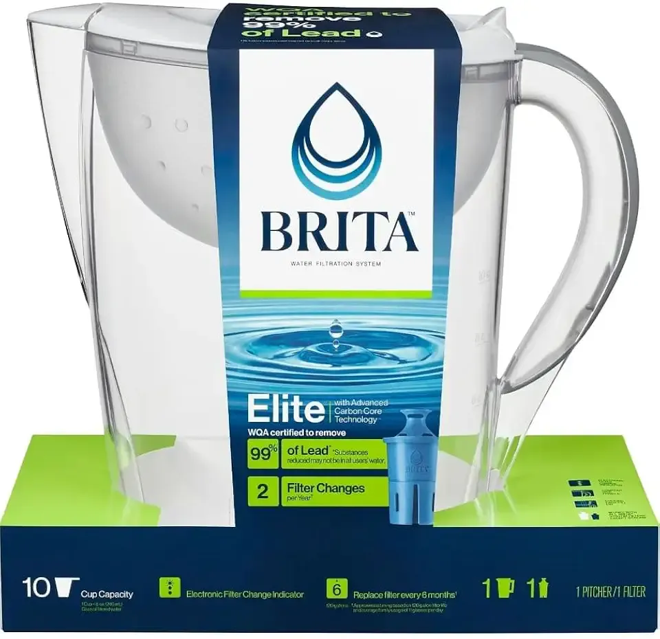 Brita Large 10 Cup Pacifica White Water Filter Pitcher withFilter (36515)