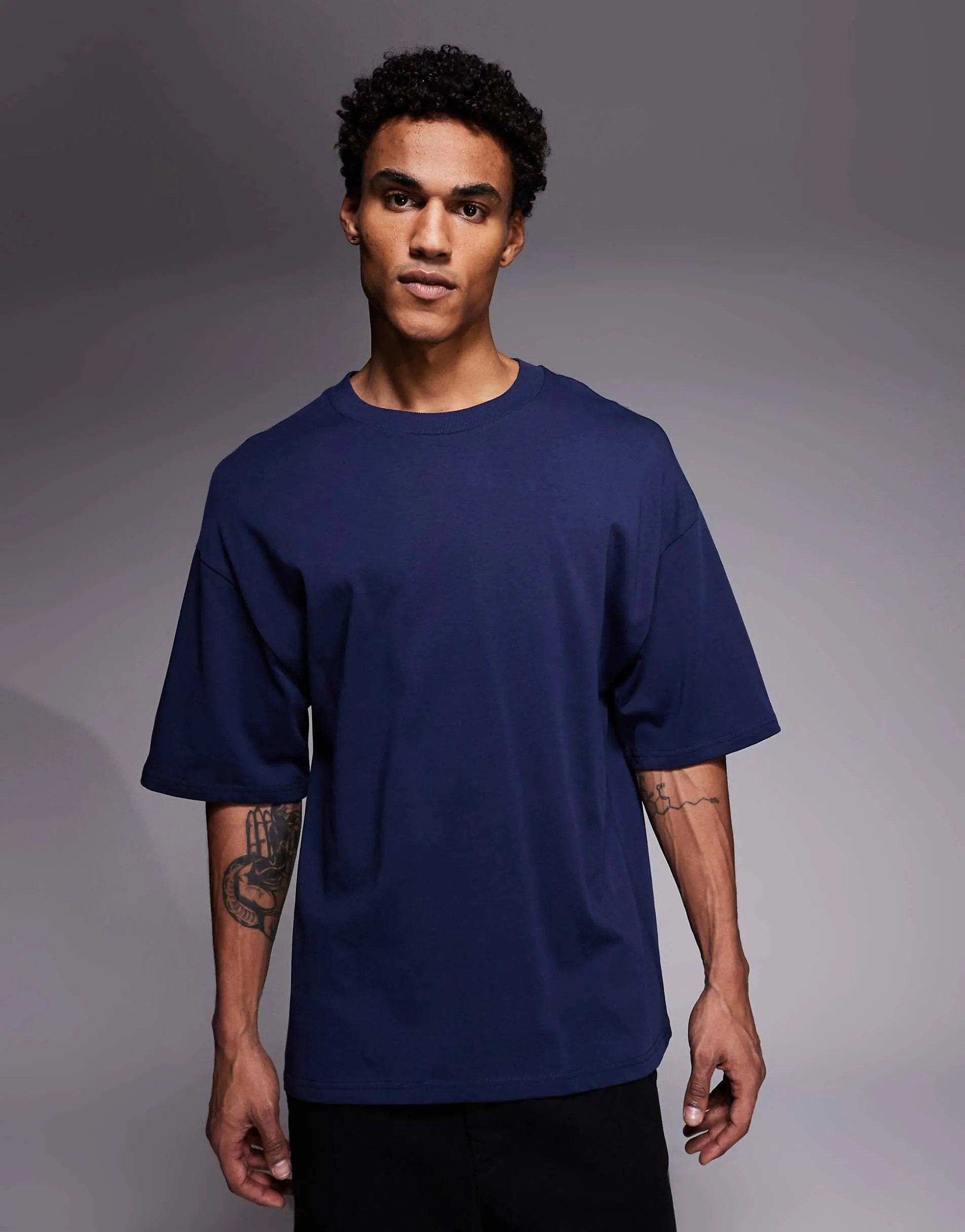 River Island boxy fit oversized t-shirt in navy
