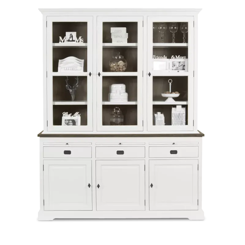 Vitrinekast (3 deuren) Lakewood - Clear/Mindi Donkerbruin