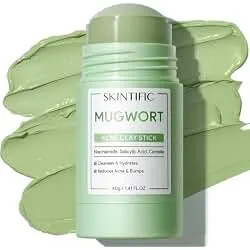 SKINTIFIC Mugwort Clay Stick Face Mask with Centella & Salicylic Acid | Deep Pore Cleansing Mud Mask for Gentle Exfoliating, Smoothing Skin and Non-Drying Facial Skincare