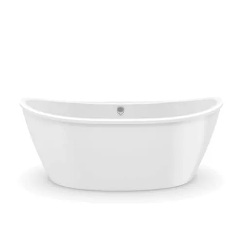 Delsia 66 in. L x 36 in. W x 26.5 in. H 2-Piece Oval AcrylX Applied Acrylic Freestanding Bathtub, Center Drain, in White with 15.5-inch Soaking Depth