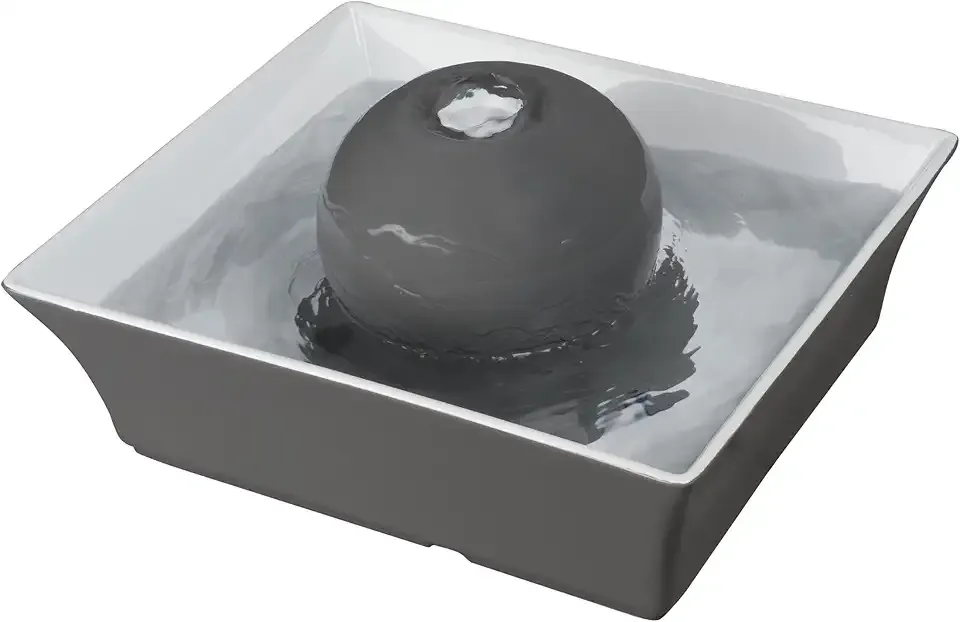 PetSafe Drinkwell Ceramic Pet Water Fountain - Quiet Automatic 70oz Dispenser for Cats & Dogs with Filters - Dishwasher Safe Square Design