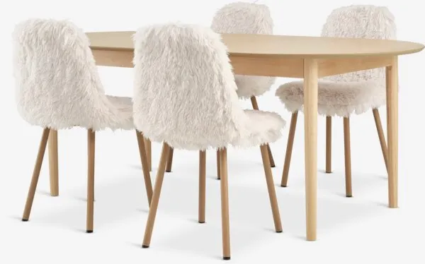 MARSTRAND + JONSTRUP MARSTRAND L200/280 naturel eiken + 4 JONSTRUP teddy