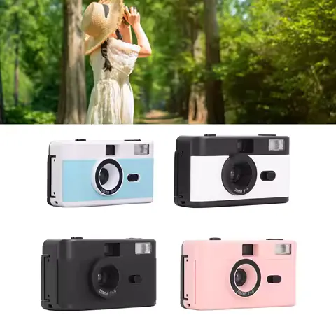 Vintage Film Camera 35MM Film Camera Reusable Lightweight Vintage Camera Built in Flash with 28MM F/8 Lens 1/120s Shutter Speed