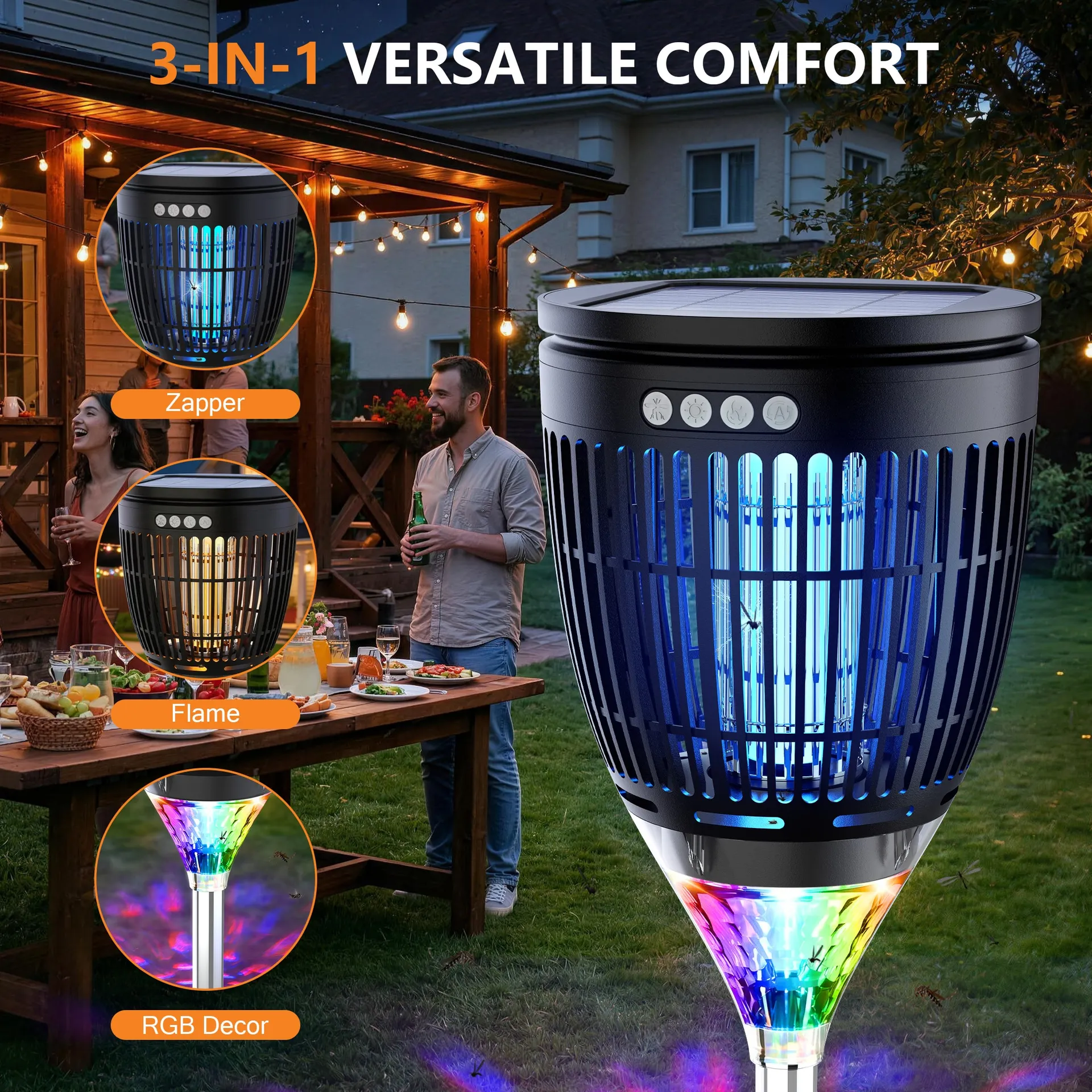 Anysun 2026 Upgraded Bug Zapper Outdoor and Indoor 4200V High Powered Mosquito Killer with 1-Acre Protection Smart Auto Mode and IPX5 Waterproof Decorative Garden Patio Lamp with 10 Lighting Modes
