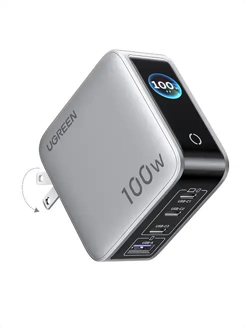 UGREEN Nexode Pro 100W Charger with 4-Port & Smart Display, GaN USB C Fast Wall Charger Block, Type-C Charging Compatible with MacBook Pro/Air, iPhone 17/16 Series, Galaxy, iPad Pro, Steam Deck