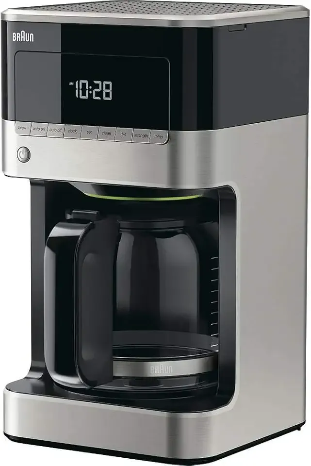 Braun BrewSense 12 Cup Drip Coffee Maker - Pause & Pour Mid Brew, Coffee Machine with 24-Hour Timer & Clock, Bold & Regular Strength, 1-4 Cup Functions, Self Clean, Auto Shutoff, Stainless Steel