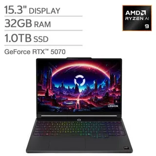 Lenovo Legion 5 15.3" Gaming Laptop - Ryzen AI 9 465 - GeForce RTX 5070 - WQXGA (2560 x 1600) - 32GB RAM - 1TB SSD - Windows 11 Home