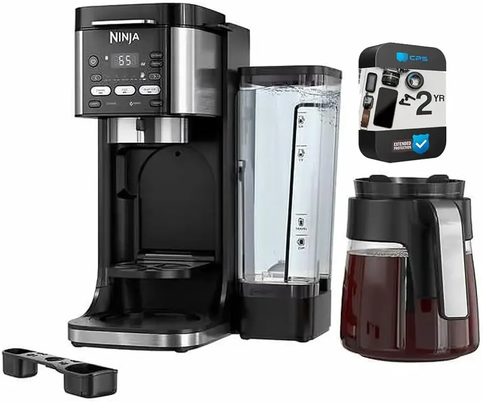 Ninja CFP105 DualBrew Hot & Iced Coffee Maker Black (Renewed) Bundle with 2 YR CPS Enhanced Protection Pack