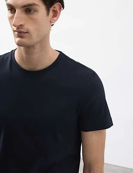 T-Shirt aus reiner Supima®-Baumwolle in schmaler Passform mit Rundhalsausschnitt