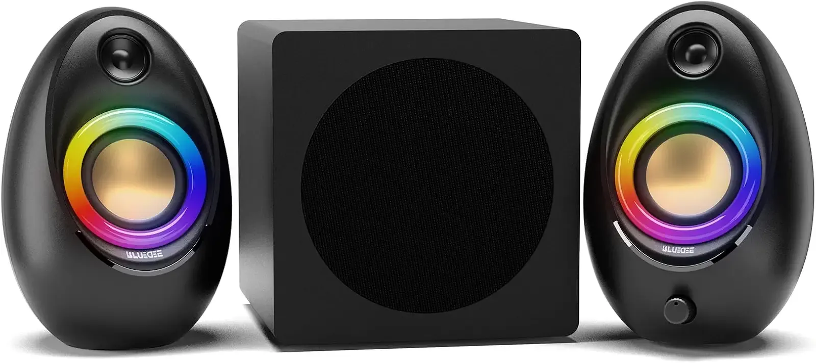 Bluedee Computer Speakers with Subwoofer, 2.1 PC Speakers, 80W Peak Power | DSP-Tuned Sound, Deep Bass, Adapter Powered, Bluetooth 5.4 & USB/USB-C/AUX, RGB Desktop Speakers for Laptop & Monitor