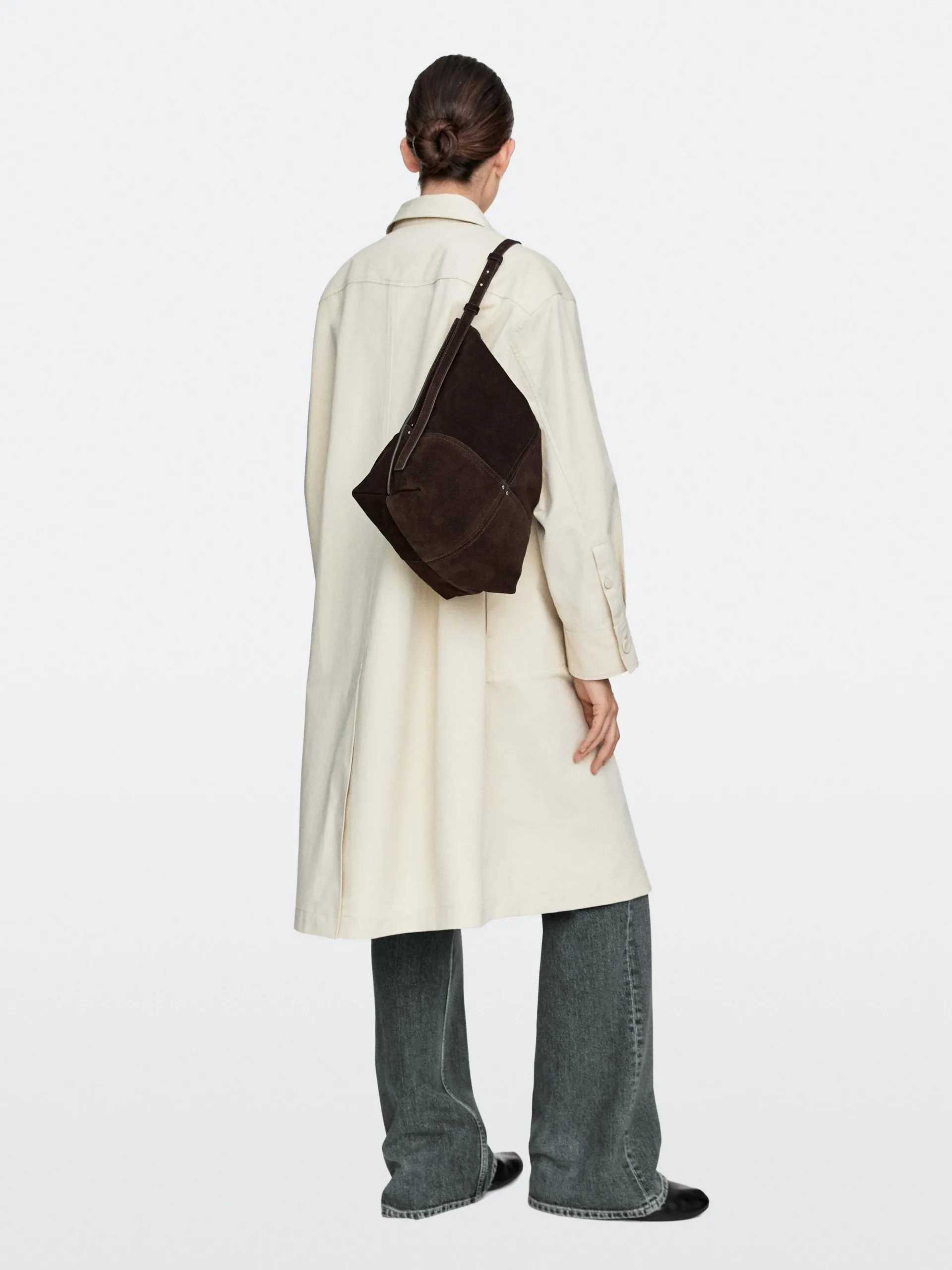 Splitsuède leren buckettas