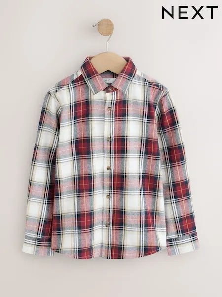 Red/Navy Long Sleeve Christmas Tartan Check Shirt (3-16yrs)