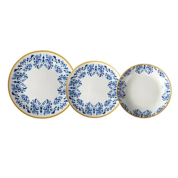 Servizio di Piatti Linea Zulema Blue in Porcellana 18 Pezzi