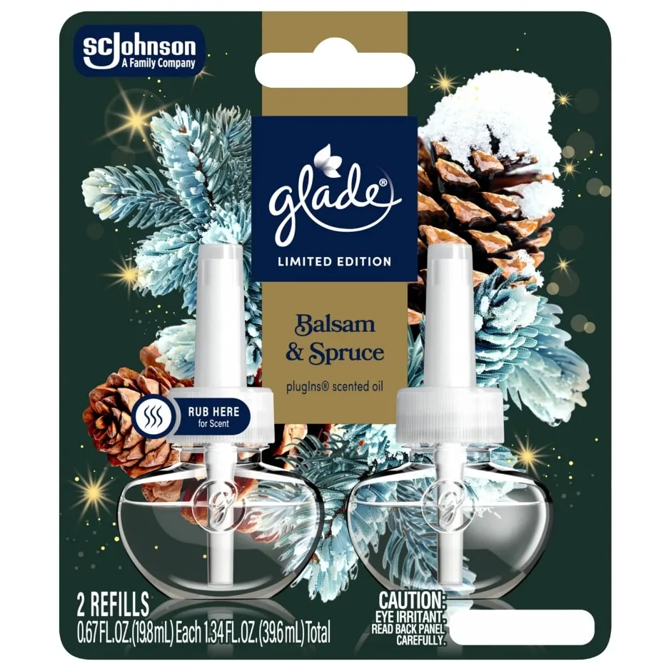 Glade® PlugIns® Refills Air Freshener, Balsam & Spruce, 1.34oz., 2 count