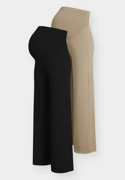 2 PACK - Wide leg - black/khaki