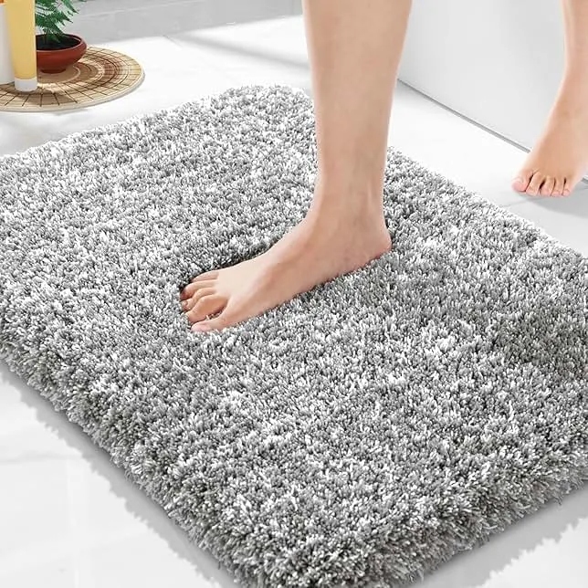 Yimobra Bathroom Rugs Non Slip Washable, Ultra Soft and Water Absorbent Bath Mats, Fluffy Shower Mat Outside, Plush Matts for Bathro…