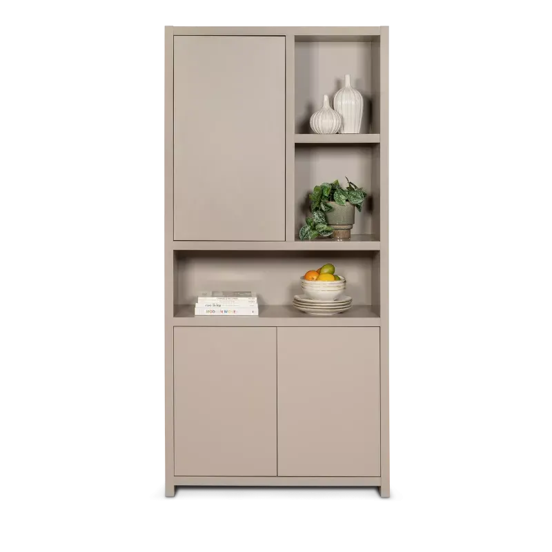 Wandkast Monza - 100 cm - Grijsbeige - 3 deuren, 3 vakken