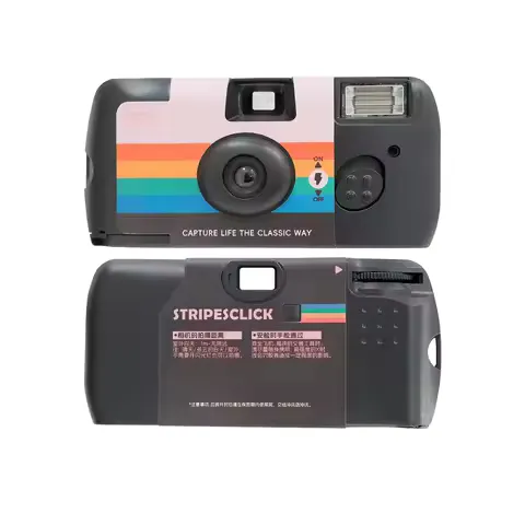 Disposable Film Camera,Colorful Pattern Shell,Built in Flash Pattern Filter 135 Format,Beginner Direct Output Retro Film Camera.
